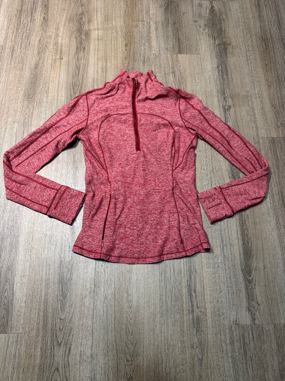 Lululemon Women's Red Heathered Run Briskly Long-Sleeve 1/2 Zip